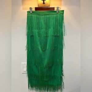 Elegant Green Fringe Skirt
